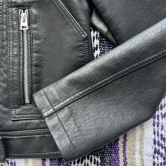TOPSHOP Faux Leather Biker Jacket - Picture 7 of 13